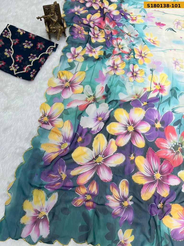 Fancy Georgette Handwork Saree