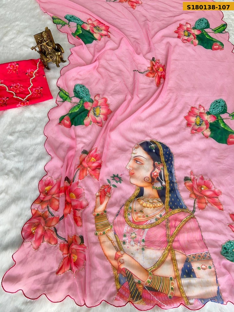 Fancy Georgette Handwork Saree
