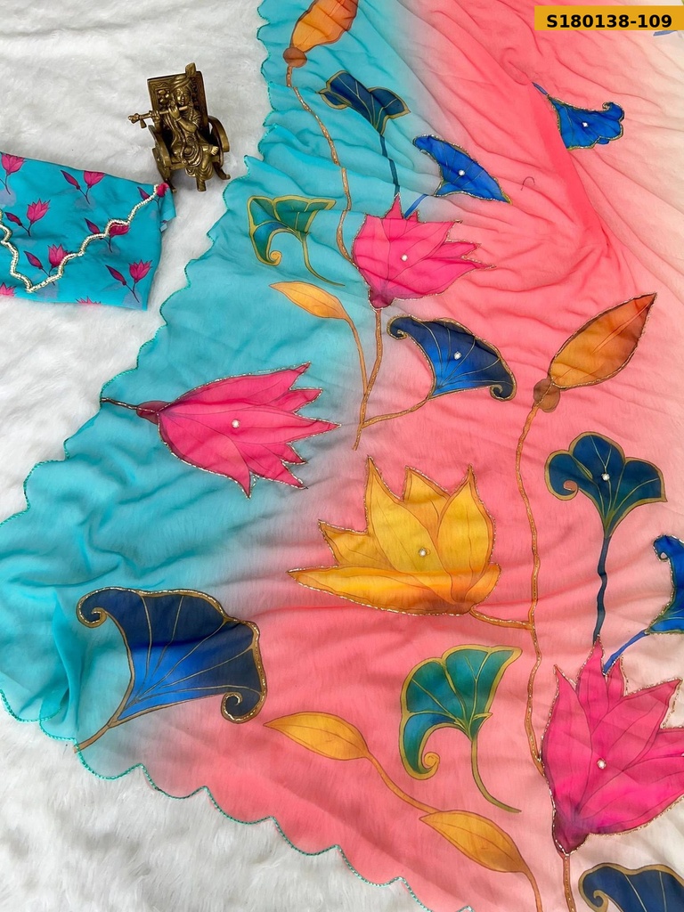 Fancy Georgette Handwork Saree