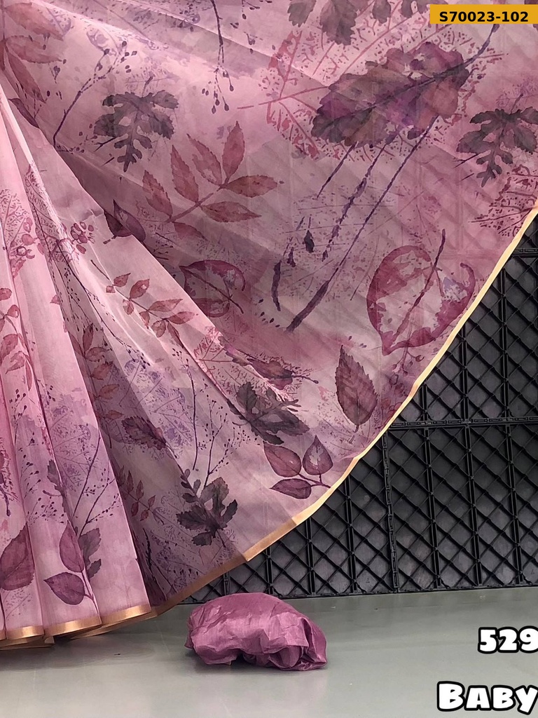 Fancy Organza Floral Digital Printed Saree