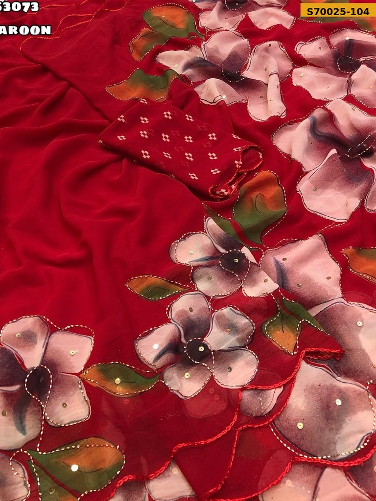 Fancy Chiffon Floral Printed Saree