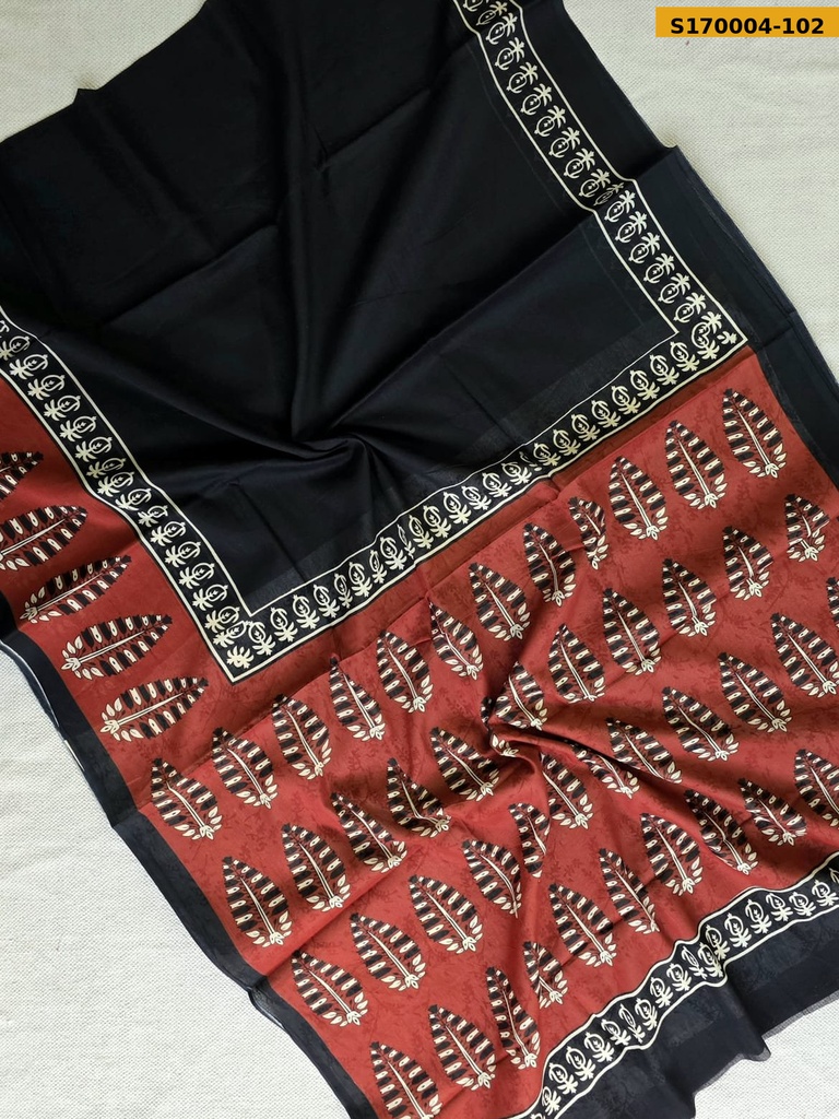 Fancy Handblock Printed Mul Cotton Sarees