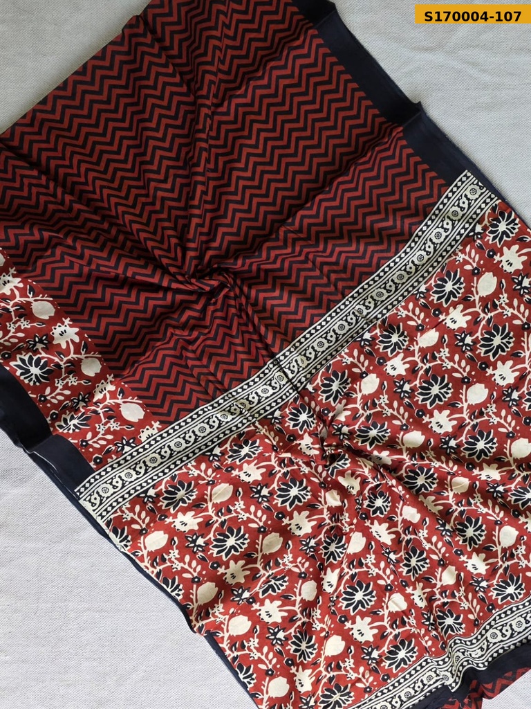 Fancy Handblock Printed Mul Cotton Sarees