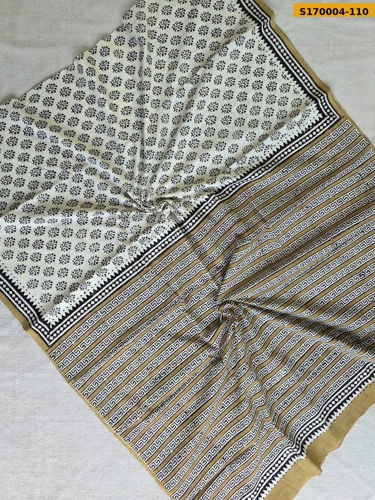 Fancy Handblock Printed Mul Cotton Sarees