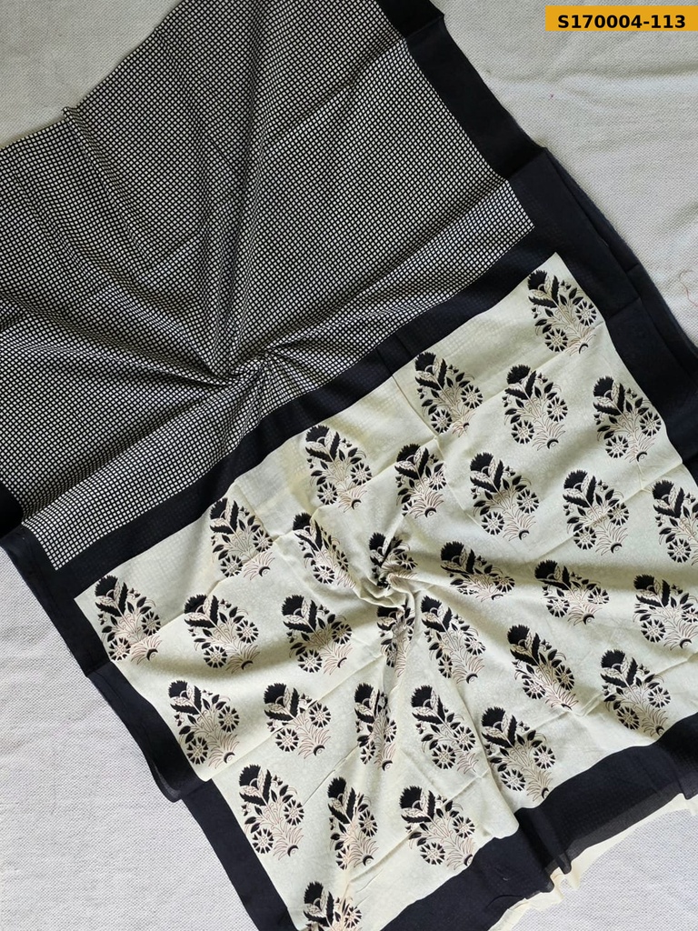 Fancy Handblock Printed Mul Cotton Sarees