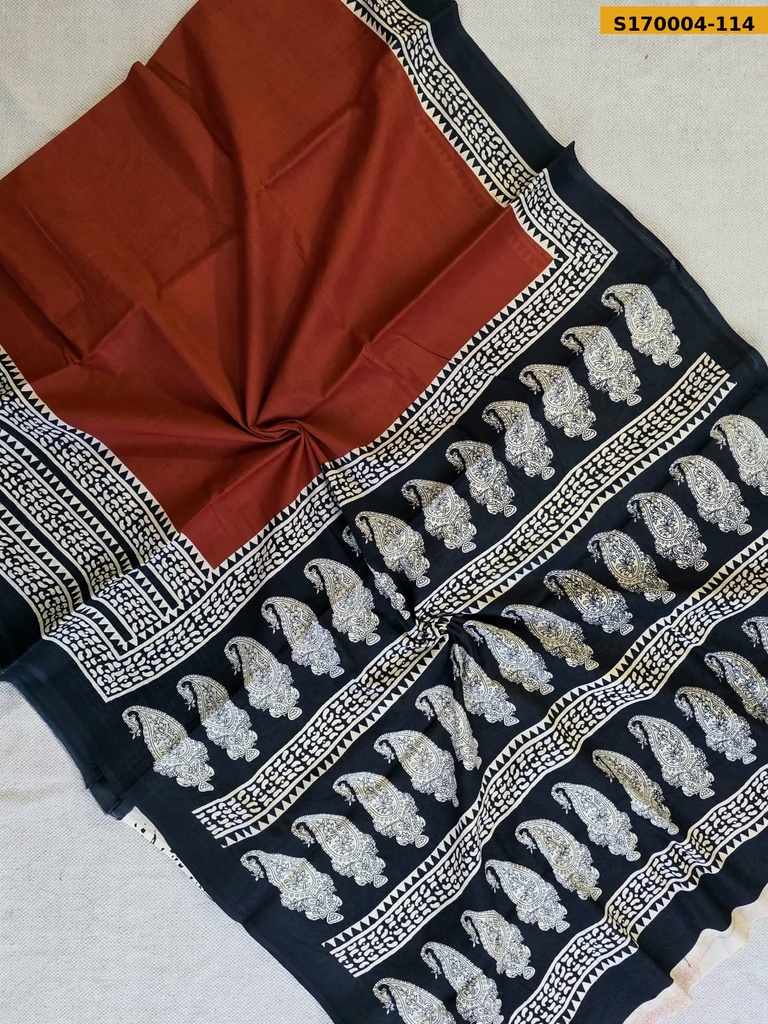 Fancy Handblock Printed Mul Cotton Sarees