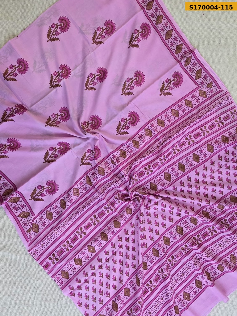 Fancy Handblock Printed Mul Cotton Sarees