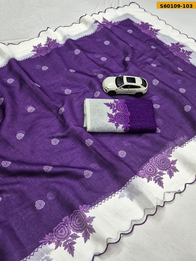 Fancy Linen Digital Printed Saree