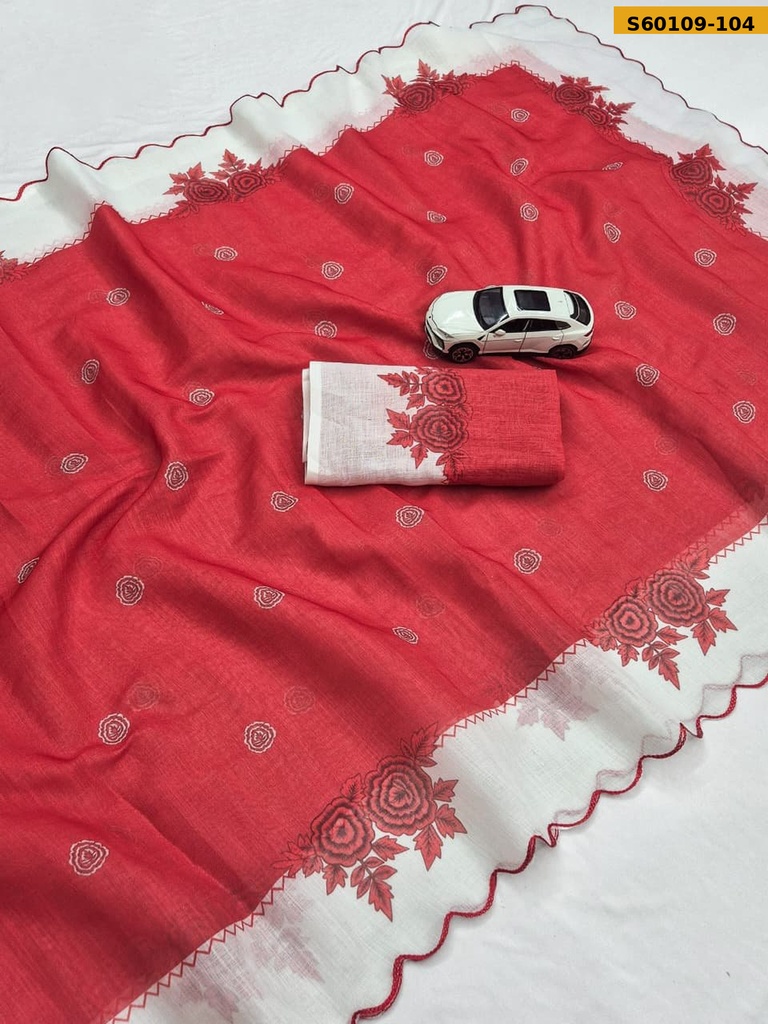 Fancy Linen Digital Printed Saree