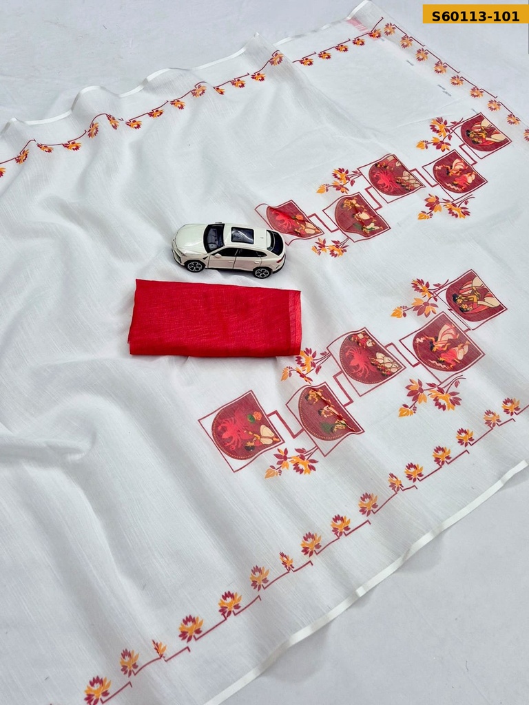 Fancy Linen Digital Printed Saree