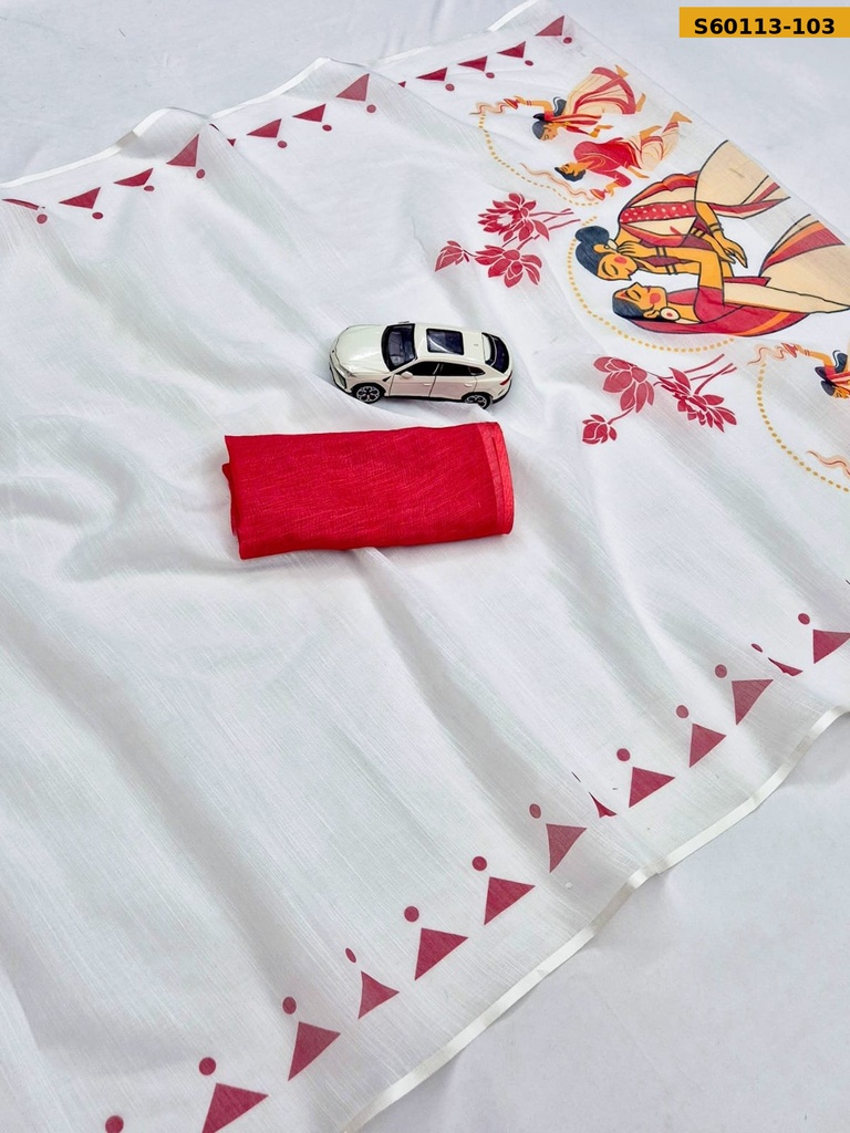 Fancy Linen Digital Printed Saree