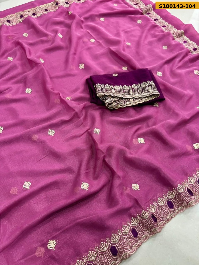 Fancy Star Georgette Embroidery Saree