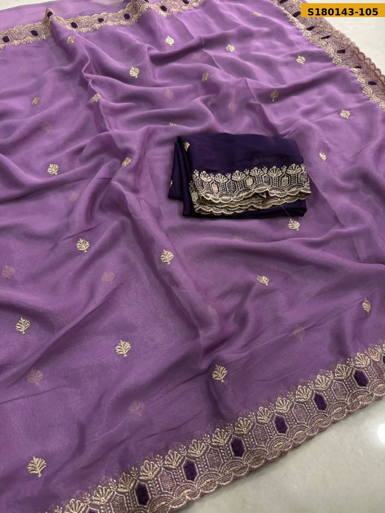 Fancy Star Georgette Embroidery Saree