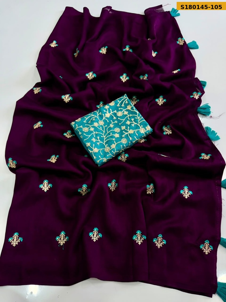 Fancy Viscose Embroidery Saree