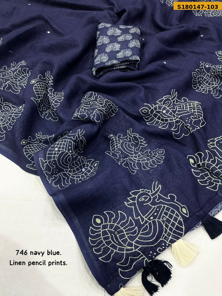Fancy Soft Linen Printed Saree