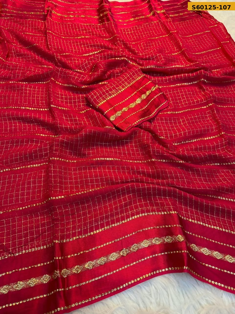 Fancy Viscose Georgette Checks Saree