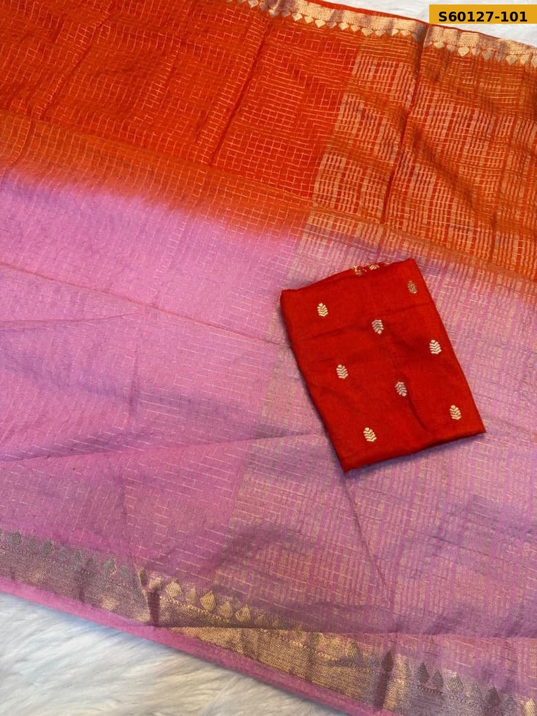 Fancy Viscose Checks Saree