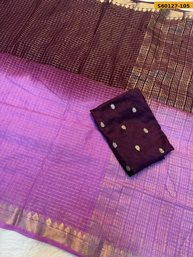 Fancy Viscose Checks Saree