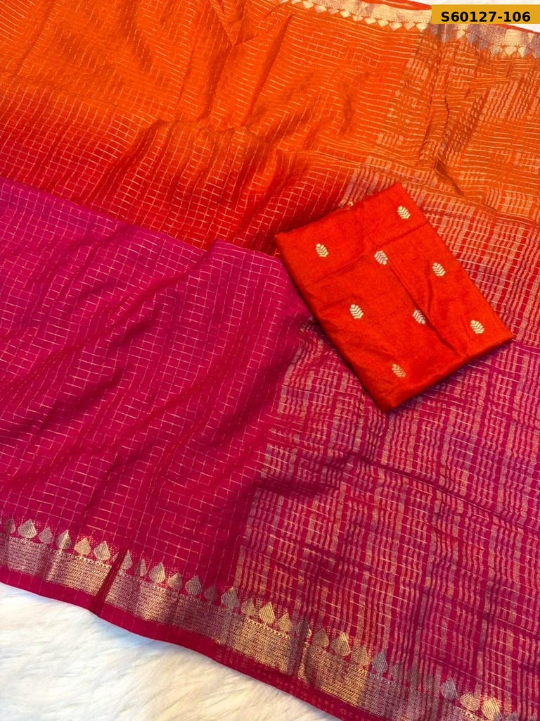 Fancy Viscose Checks Saree