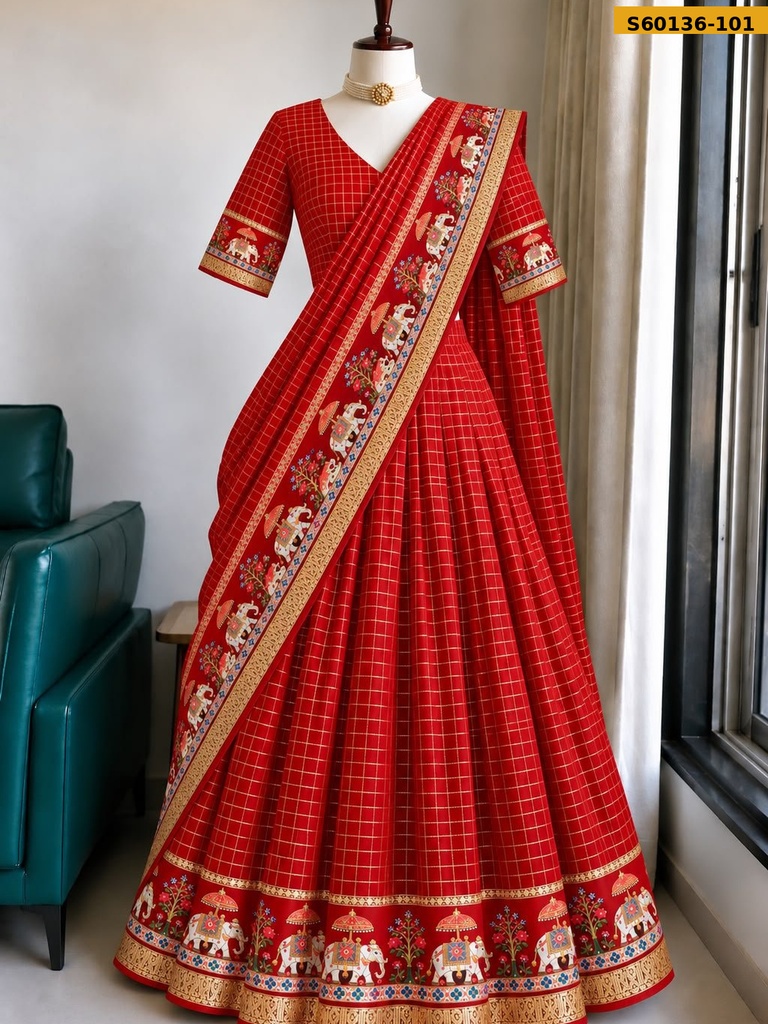 Fancy Viscose Checked Lehanga