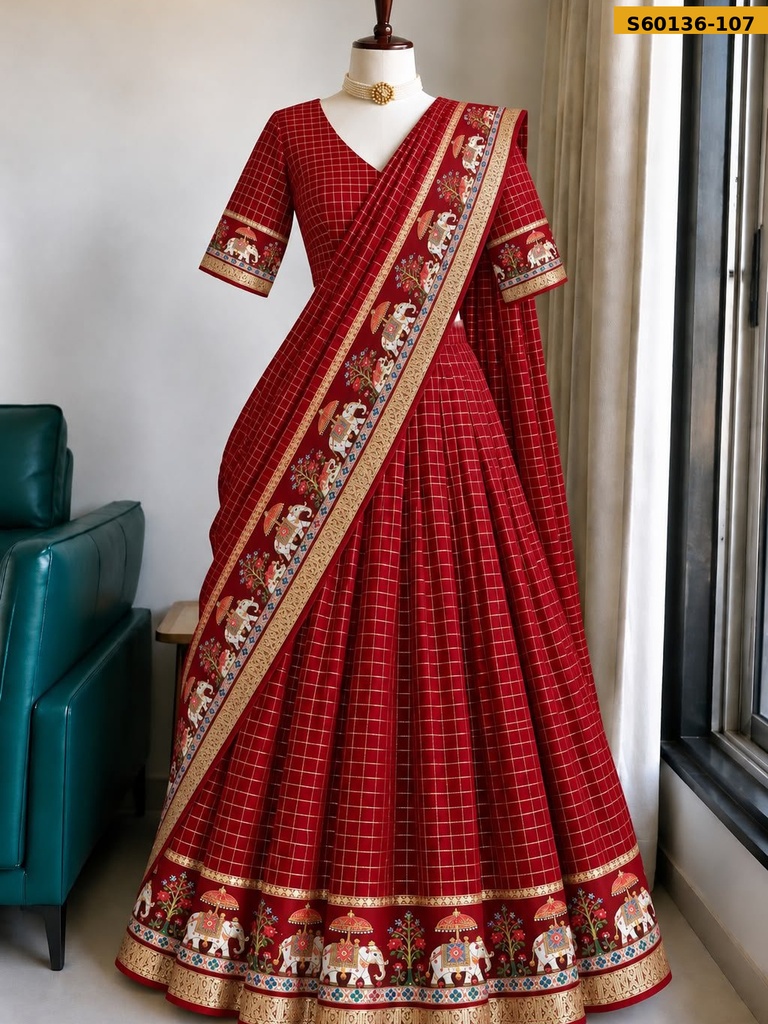 Fancy Viscose Checked Lehanga