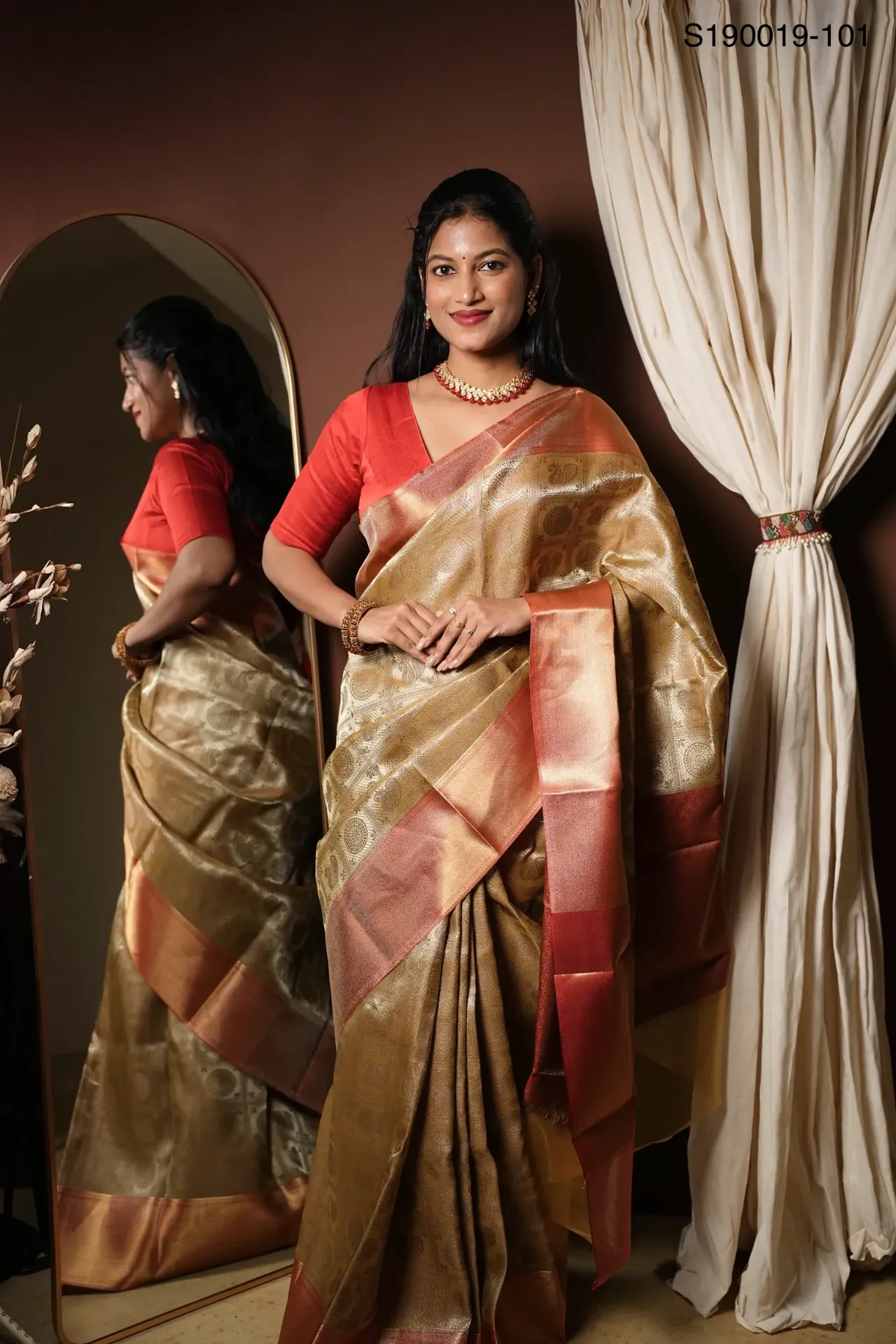 [S190019-101] Fancy Banarasi Tissue Silk Saree