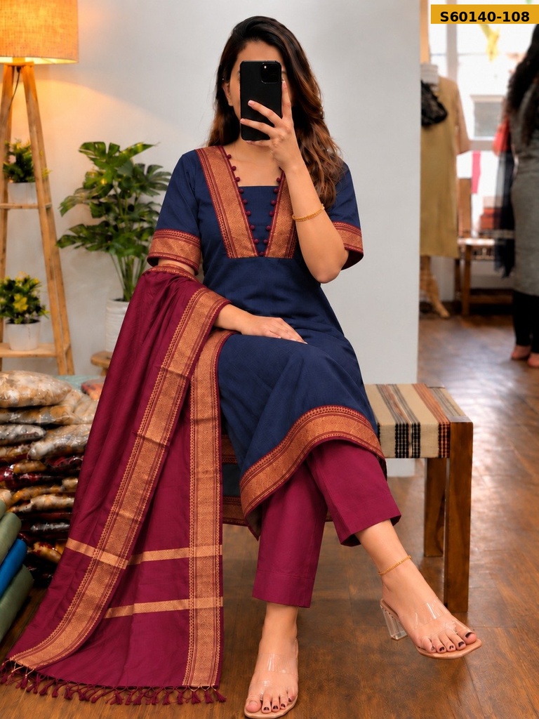 Fancy Kanchi mix Cotton 3 Piece Set
