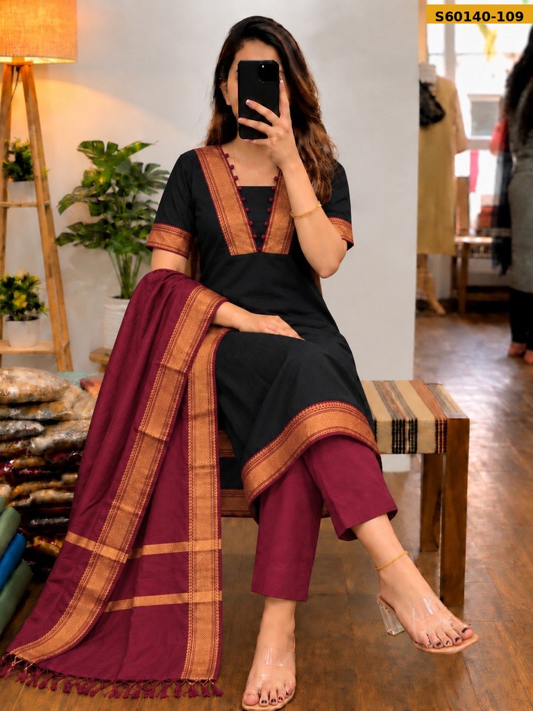 Fancy Kanchi mix Cotton 3 Piece Set