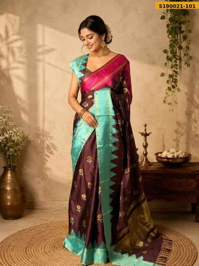 Fancy Banarasi Alfi Semi-Katan Soft Silk Saree