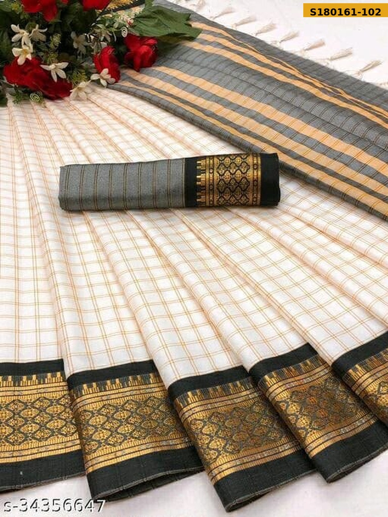 Fancy Cotton Silk Checks Saree