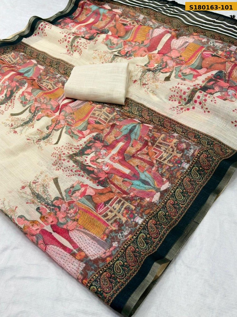 Fancy Linen Printed saree