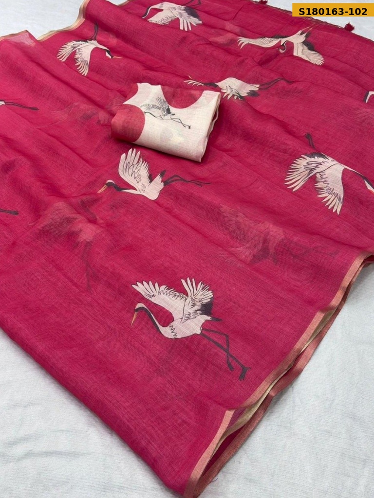 Fancy Linen Printed saree