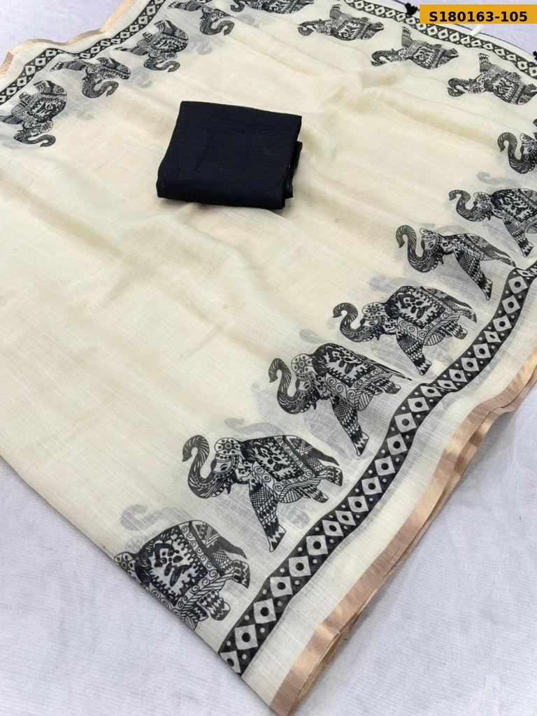 Fancy Linen Printed saree