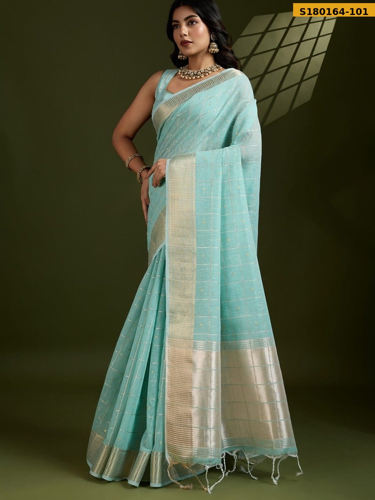 Fancy Tissue Linen Silk Saree