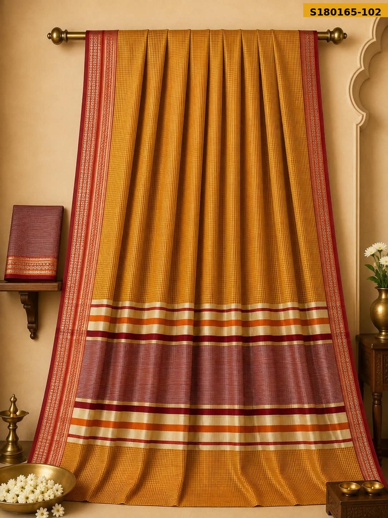 Fancy Cotton Checks Saree