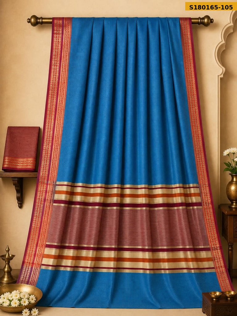 Fancy Cotton Checks Saree