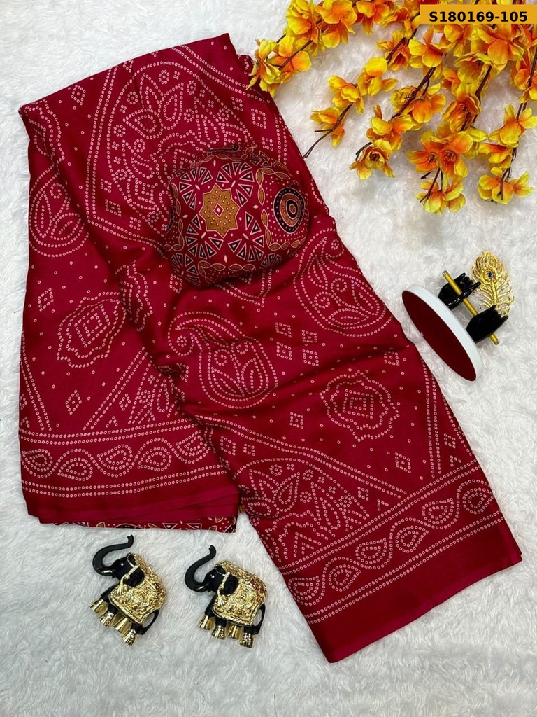 Fancy Moss Bhandhani Printed Saree