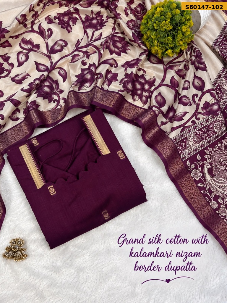 Fancy Cotton Mangalagiri Silk Top With Dupatta