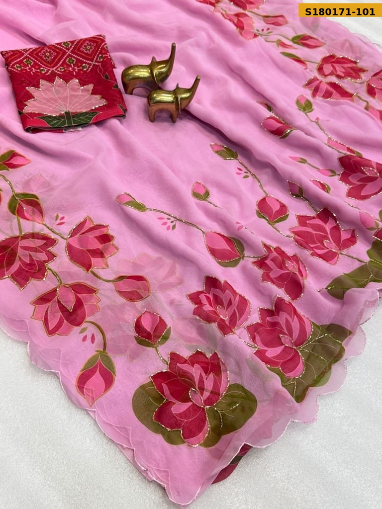 Fancy Soft Chiffon Floral Printed Sarees