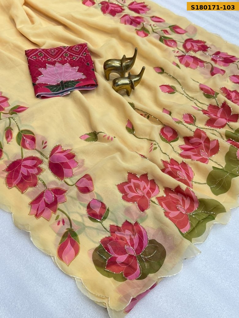 Fancy Soft Chiffon Floral Printed Sarees