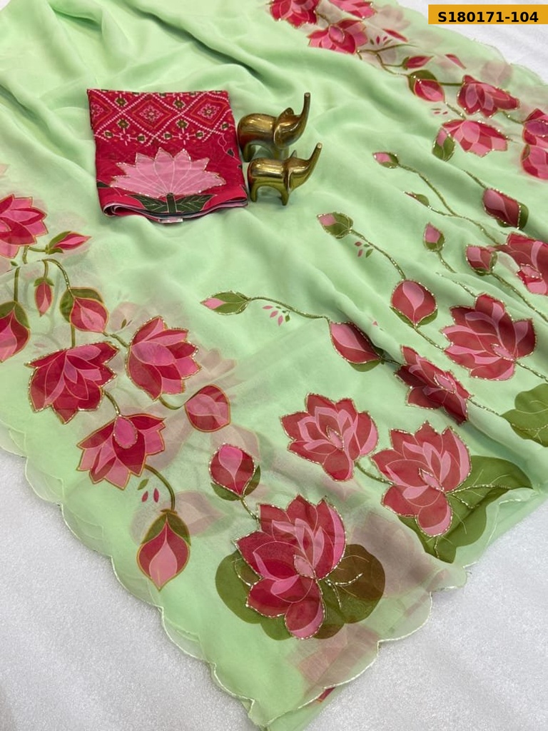 Fancy Soft Chiffon Floral Printed Sarees