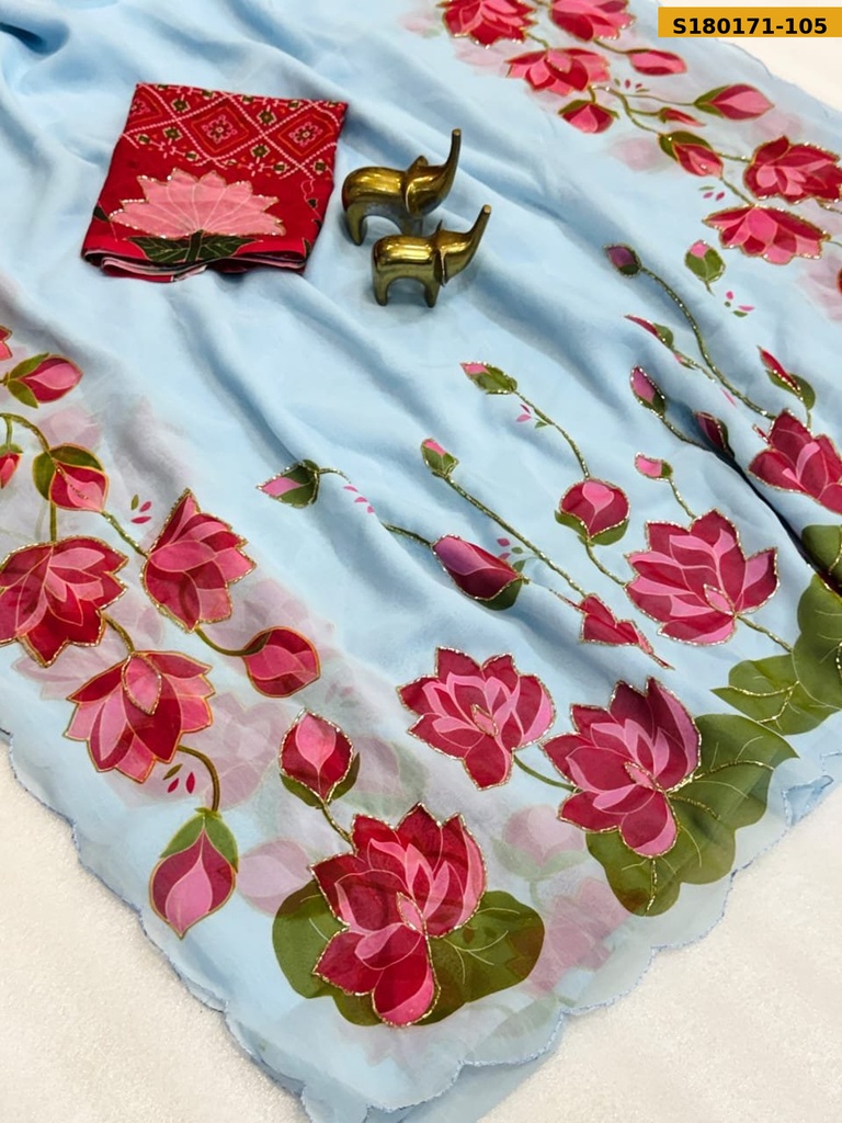 Fancy Soft Chiffon Floral Printed Sarees