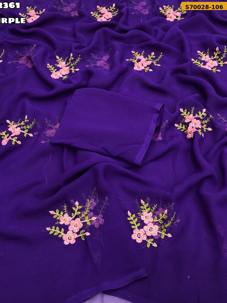 Fancy Georgette Embroidery Saree