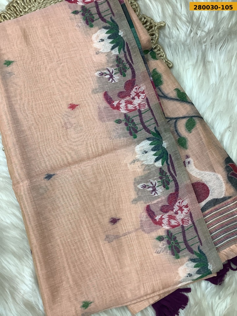 Fancy Ruby Muga Cotton saree
