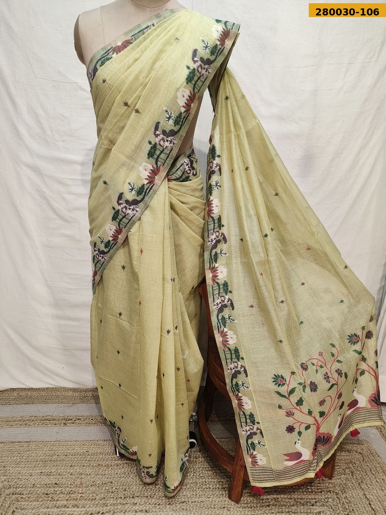 Fancy Ruby Muga Cotton saree