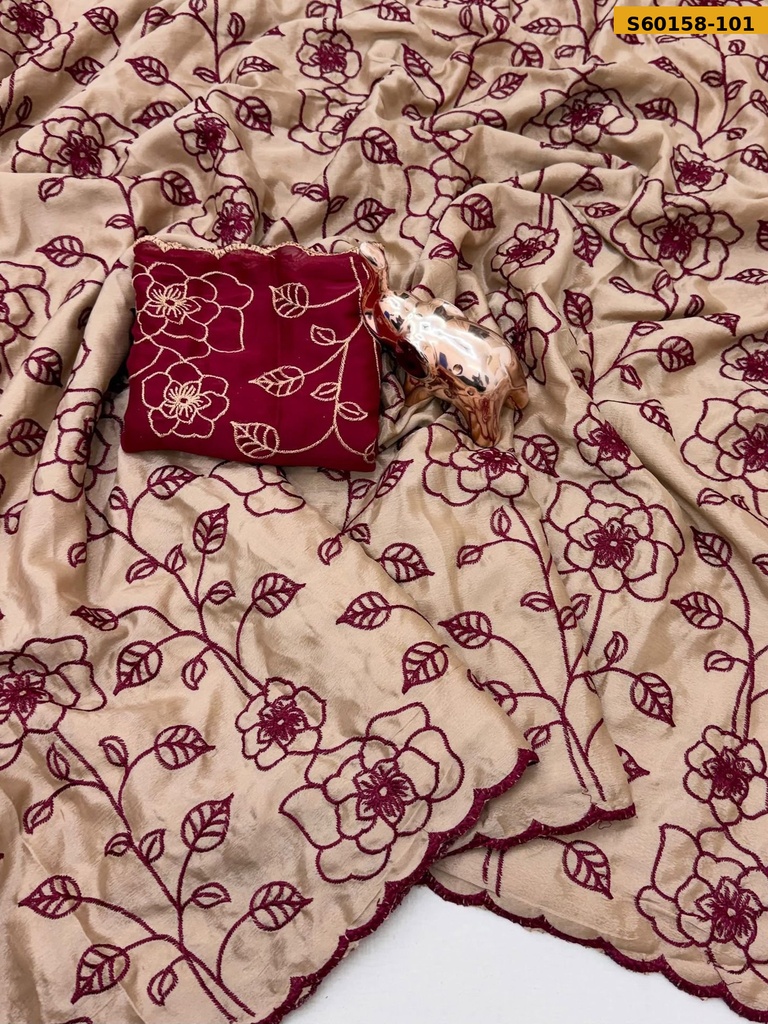 Fancy Chinnon Silk Saree