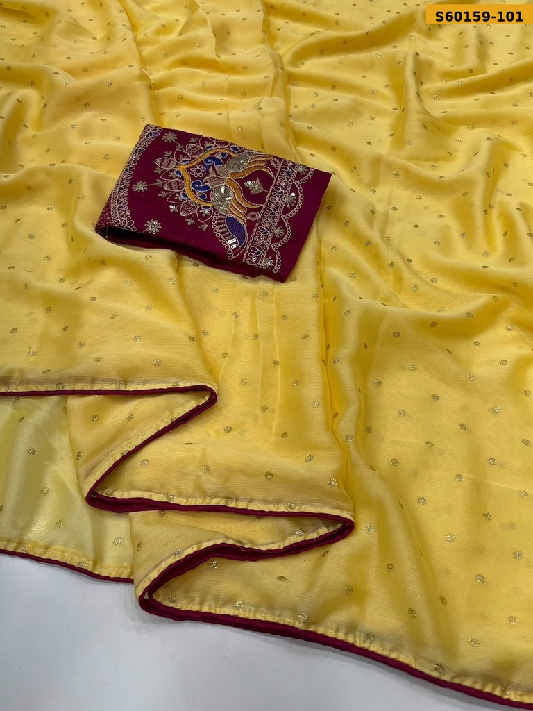 Fancy Moss Foil Work Saree