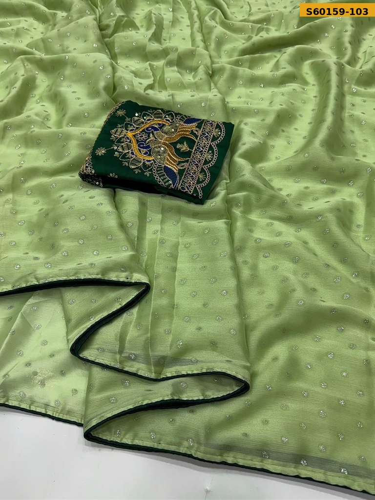 Fancy Moss Foil Work Saree