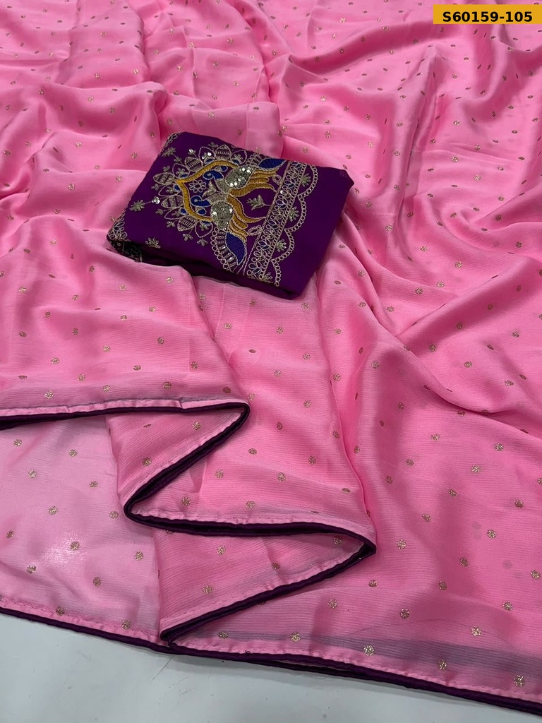 Fancy Moss Foil Work Saree