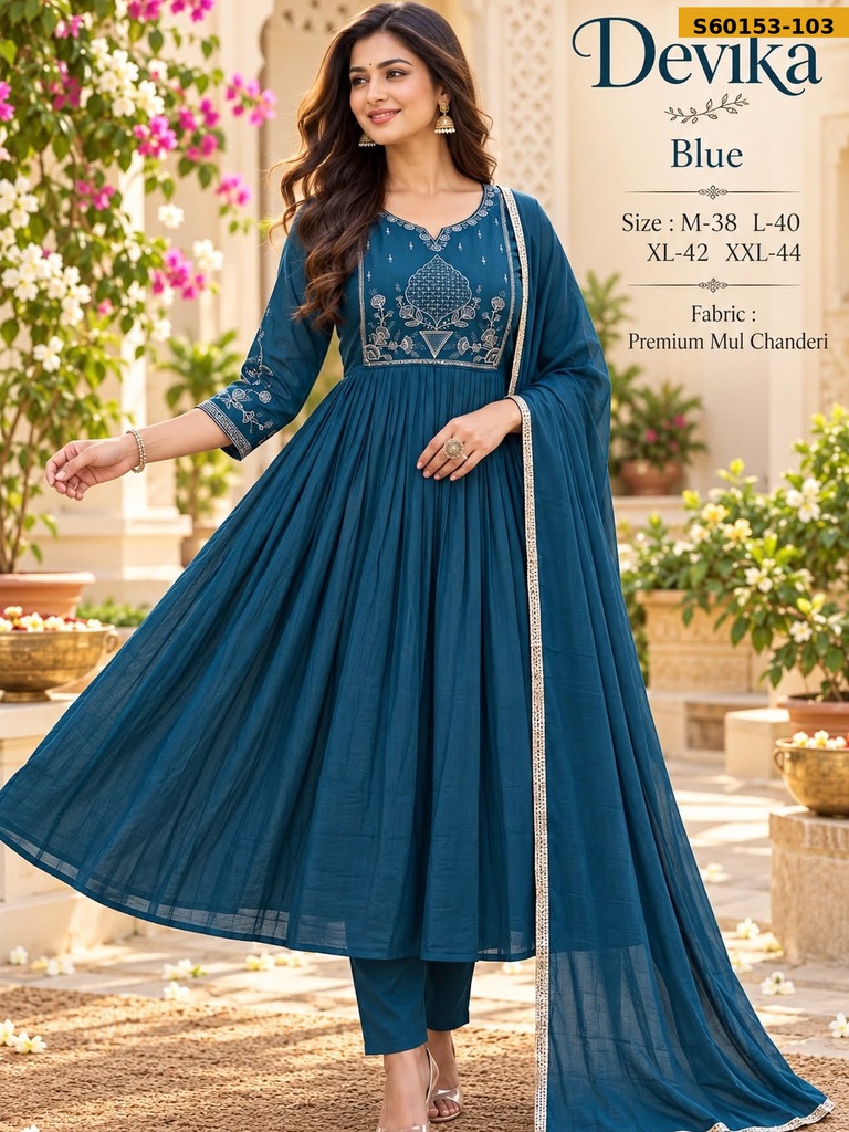 Fancy Soft Mul Chanderi 3 Piece Set